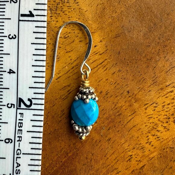 Turquoise Drop Earrings Sterling Silver Ear Hook Hypoallergenic - Picture 9 of 11
